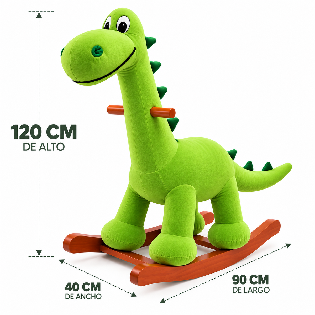 Mecedora Montable Dinosaurio Cuello Largo Verde 120 cm