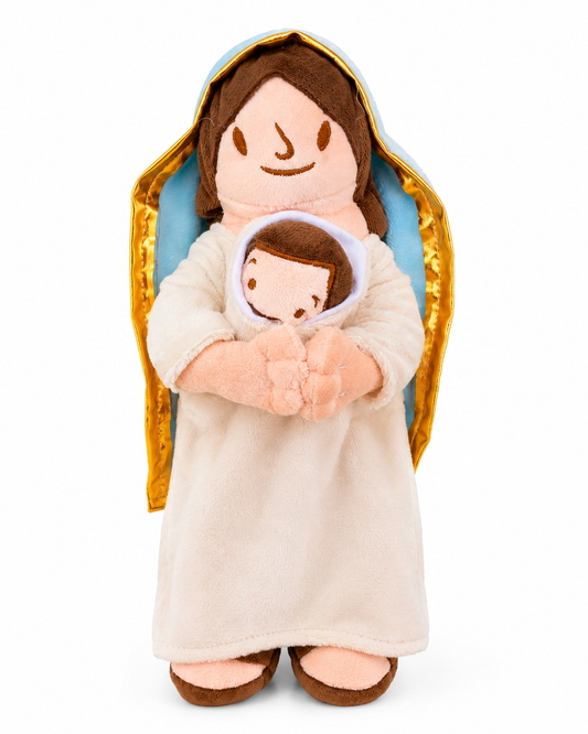 Virgen de Guadalupe con Niño Jesús de Peluche 32 cm