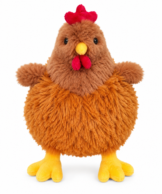 Gallina Peluche Gordita Esponjosa 30 cm Suave Café Regalo