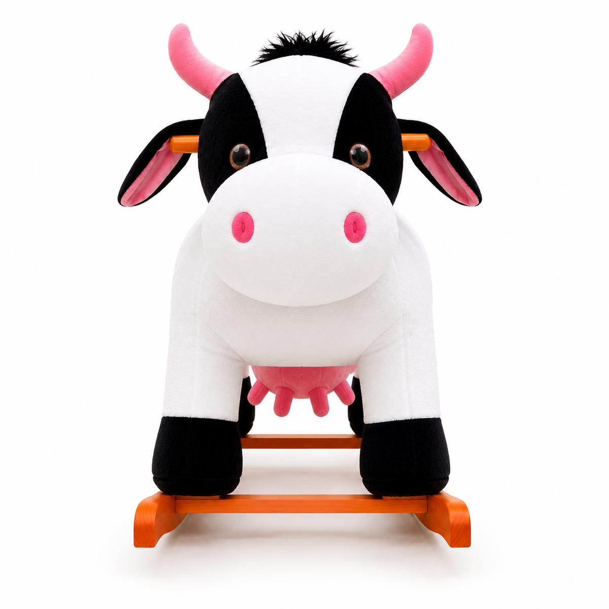 Mecedora Montable Vaca 90 cm de Largo con Base de Madera y Peluche