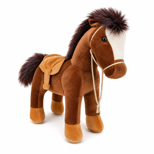 Caballo de Peluche con Montura 30 cm Café