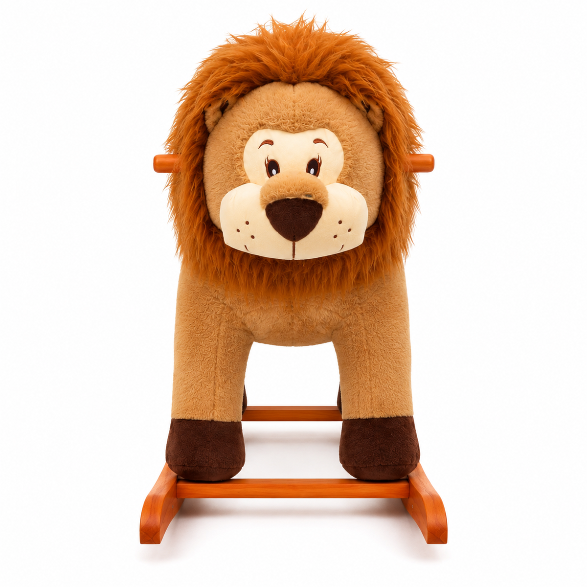 Mecedora Montable León 90 cm de Largo con Base de Madera y Peluche